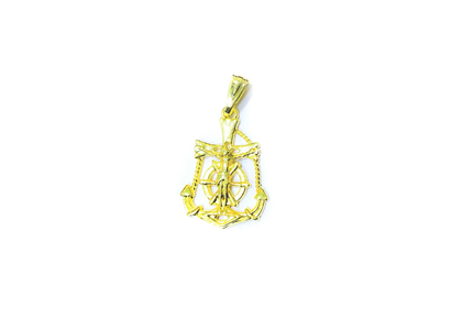 Gold Plated Jesus Cross Anchor Pendant